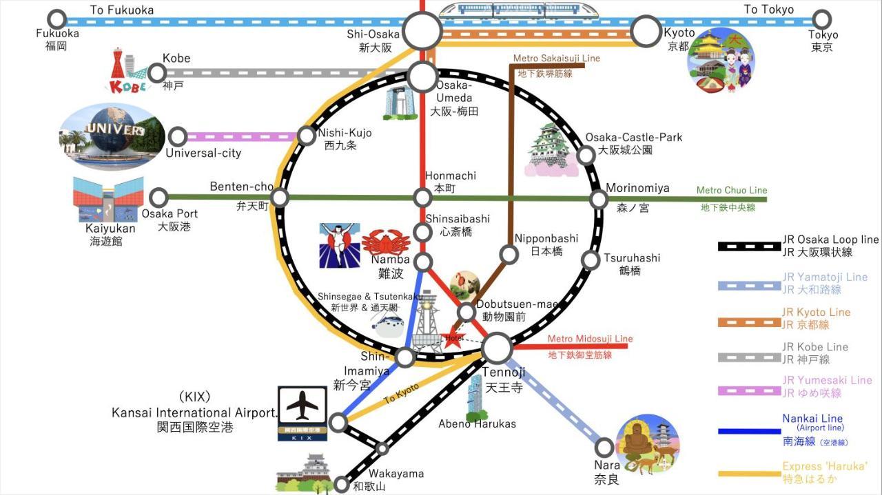 古今 新世界 障子 Near Tsutenkaku & 4mins To Namba Sta & Direct To Kix *
